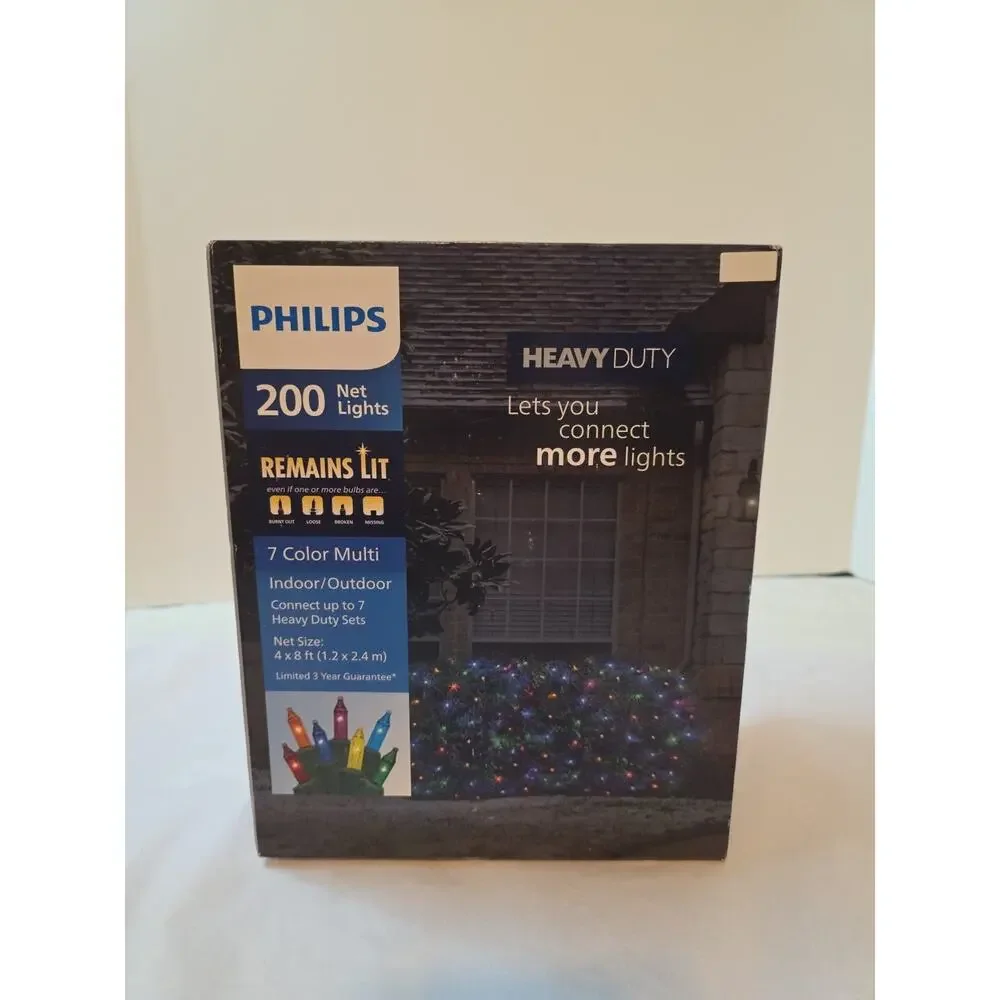 Philips 200ct 4' x 8' Heavy Duty Net Lights Color W/ Green Wire Indoor & Outdoor